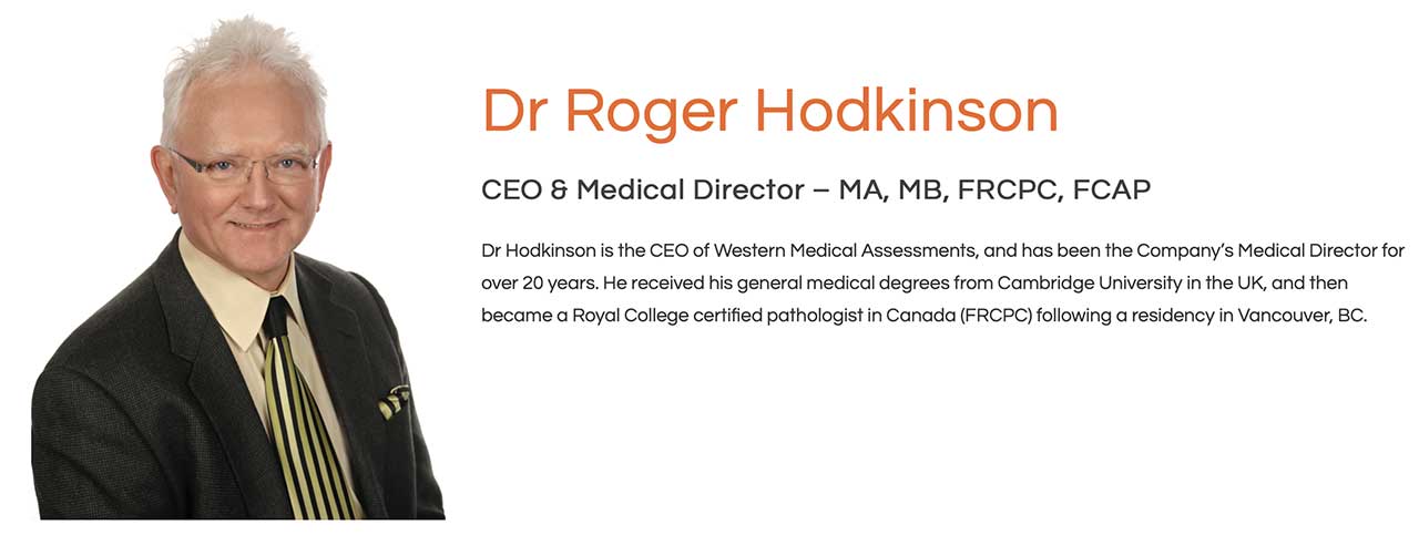 maker of covid test dr roger hodkinson
